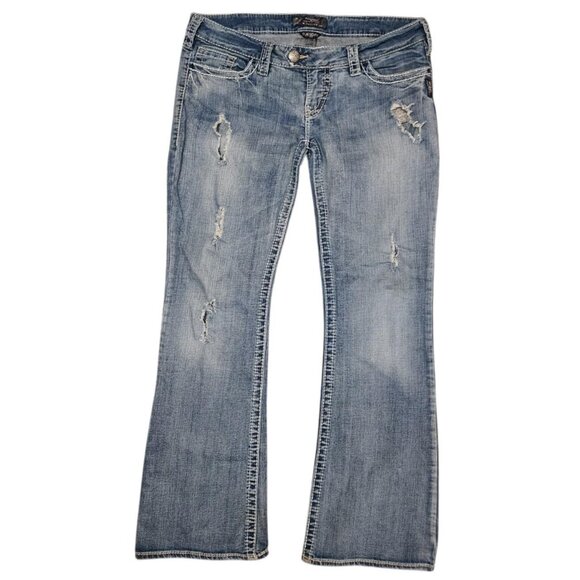 Y2k Lowrise Flare Vintage Silvers - distressed size 30 - Picture 1 of 5